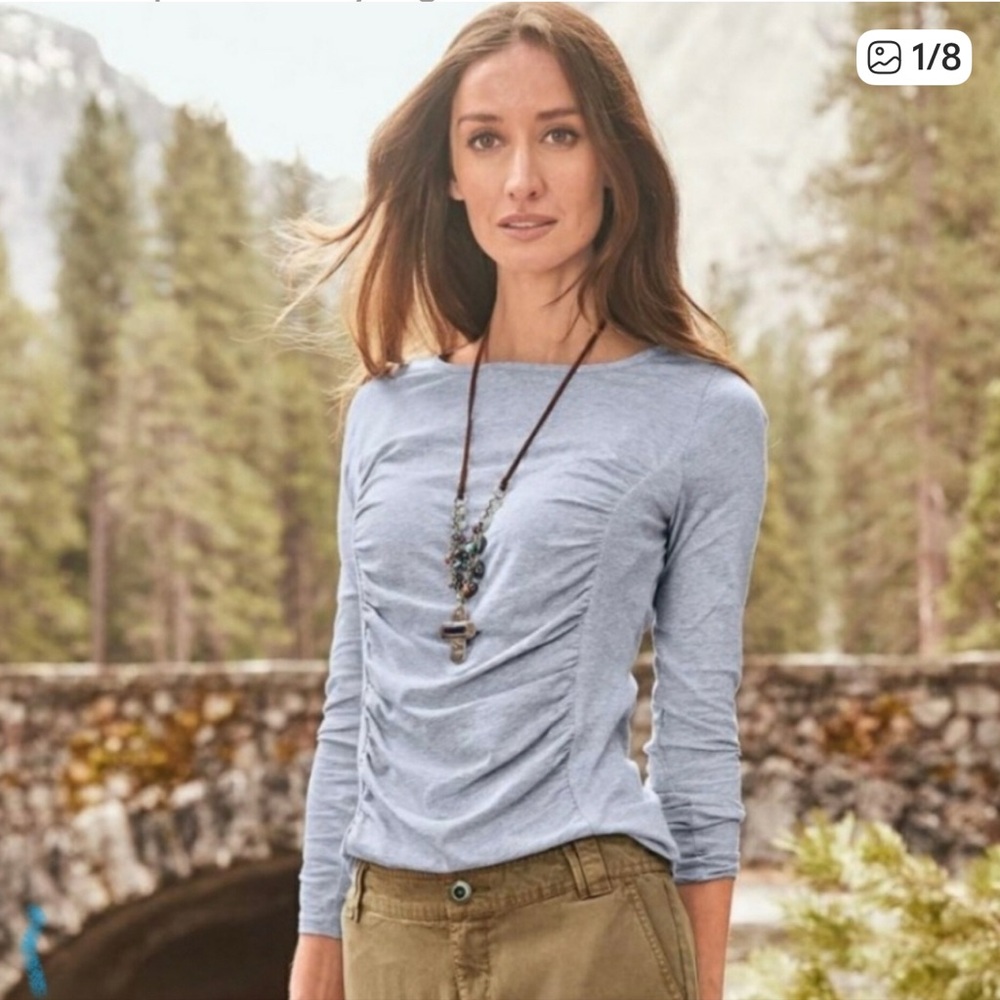 Sundance | Gray Princess Ruched Long Sleeve Top Size XLarge